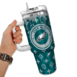 custom philadelphia eagles bullseye drips green curved tumbler best selling.webp