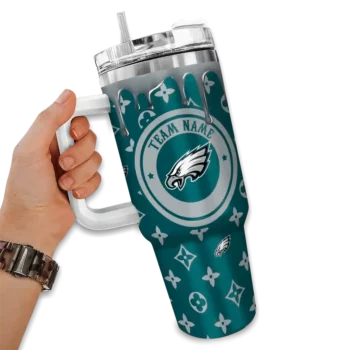 custom philadelphia eagles bullseye drips green curved tumbler fashion forward.webp