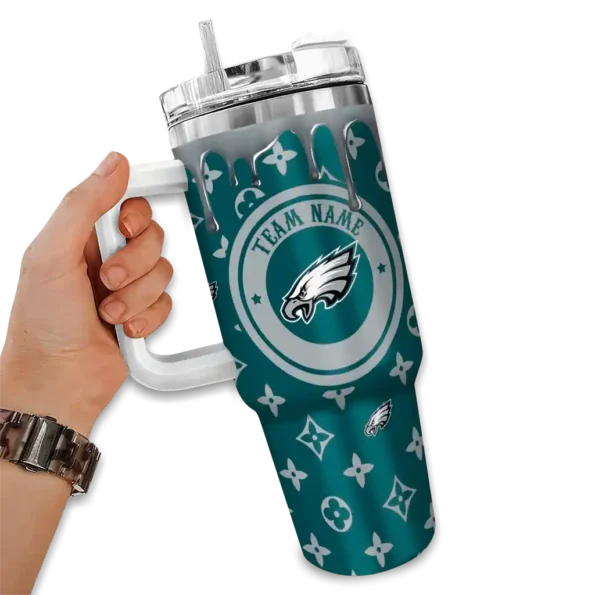custom philadelphia eagles bullseye drips green curved tumbler fashion forward.webp