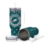 custom philadelphia eagles bullseye drips green curved tumbler best selling.webp