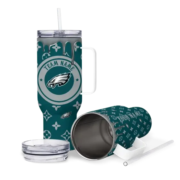 custom philadelphia eagles bullseye drips green curved tumbler high quality.webp