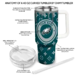 custom philadelphia eagles bullseye drips green curved tumbler best selling.webp