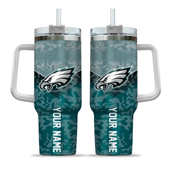 custom philadelphia eagles chevron stripe green curved tumbler best selling.webp