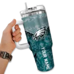 custom philadelphia eagles chevron stripe green curved tumbler best selling.webp