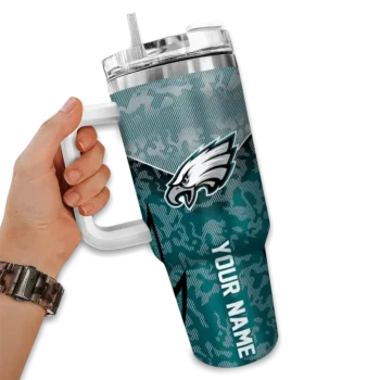 custom philadelphia eagles chevron stripe green curved tumbler fashion forward.webp