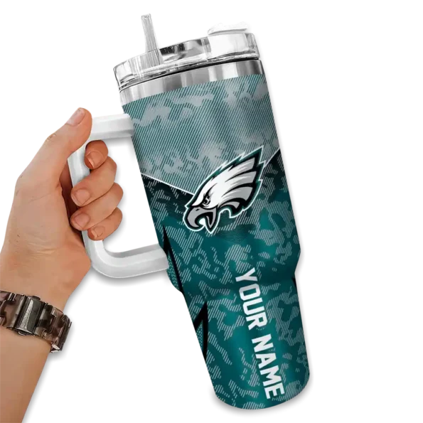 custom philadelphia eagles chevron stripe green curved tumbler fashion forward.webp