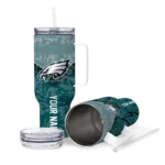 custom philadelphia eagles chevron stripe green curved tumbler best selling.webp