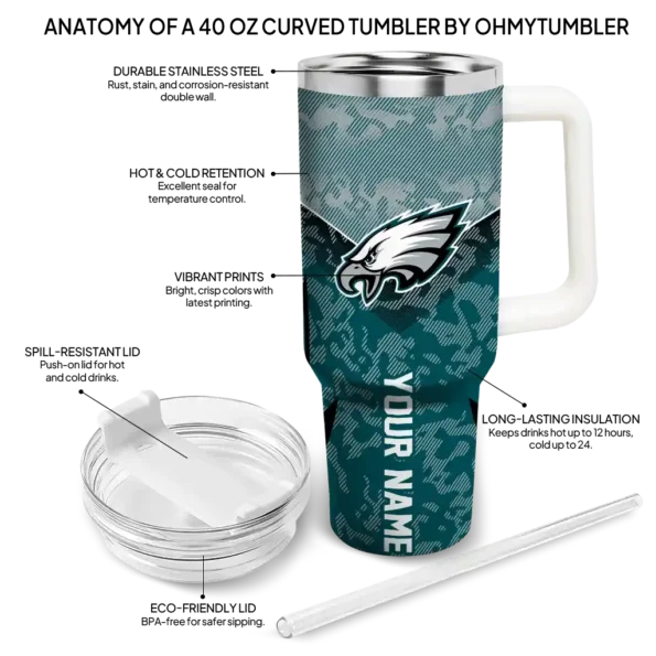 custom philadelphia eagles chevron stripe green curved tumbler new arrival.webp