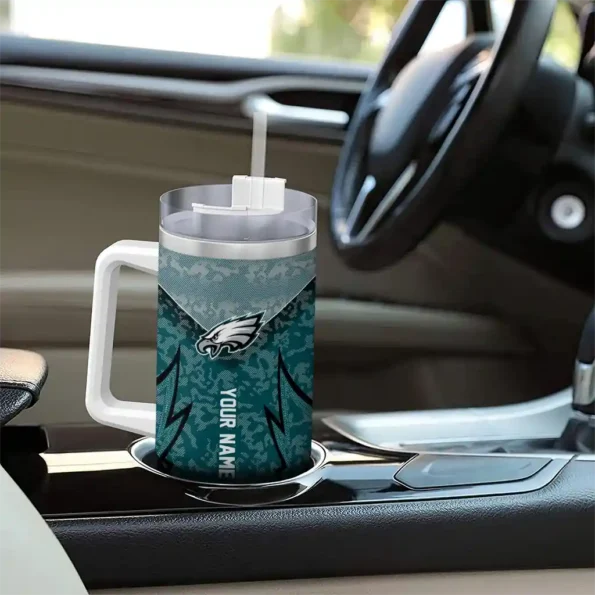 custom philadelphia eagles chevron stripe green curved tumbler trendy.webp