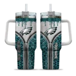 custom philadelphia eagles leopard zipper green curved tumbler best selling.webp