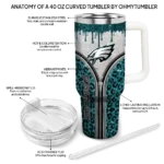 custom philadelphia eagles leopard zipper green curved tumbler best selling.webp