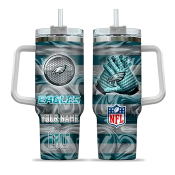 custom philadelphia eagles marbled stripes green curved tumbler best selling.webp