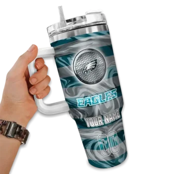 custom philadelphia eagles marbled stripes green curved tumbler fashion forward.webp