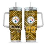 custom pittsburgh steelers bold diamonds gold curved tumbler best selling.webp