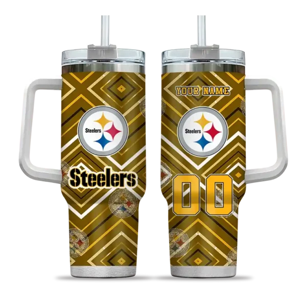 custom pittsburgh steelers bold diamonds gold curved tumbler best selling.webp