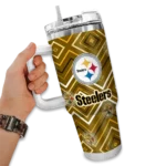 custom pittsburgh steelers bold diamonds gold curved tumbler best selling.webp