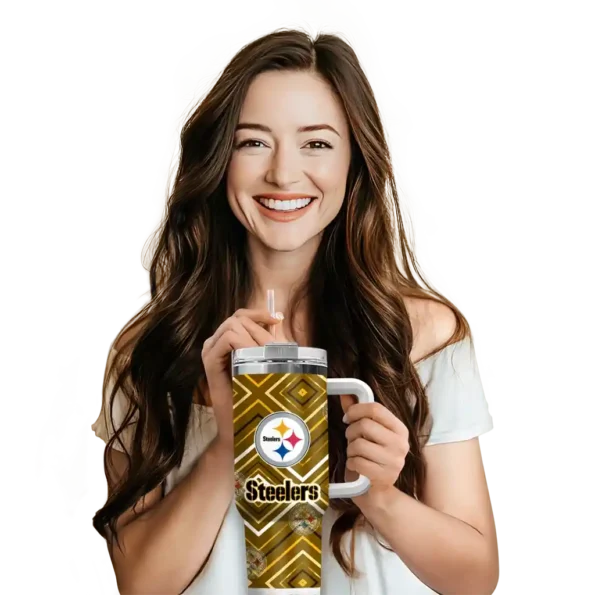 custom pittsburgh steelers bold diamonds gold curved tumbler premium grade.webp