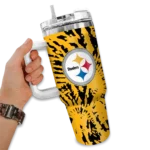 custom pittsburgh steelers burst swirl gold curved tumbler best selling.webp