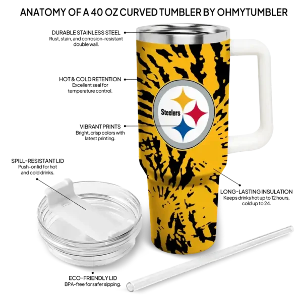 custom pittsburgh steelers burst swirl gold curved tumbler new arrival.webp