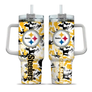 custom pittsburgh steelers camo mashup gold white curved tumbler best selling.webp