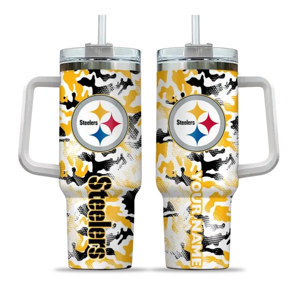 custom pittsburgh steelers camo mashup gold white curved tumbler best selling.webp