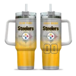 custom pittsburgh steelers gradient dots gold curved tumbler best selling.webp