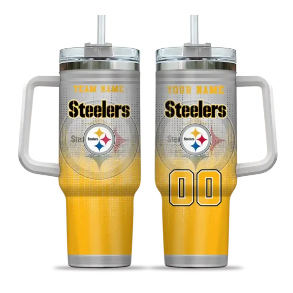 custom pittsburgh steelers gradient dots gold curved tumbler best selling.webp
