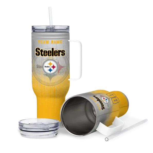 custom pittsburgh steelers gradient dots gold curved tumbler high quality.webp