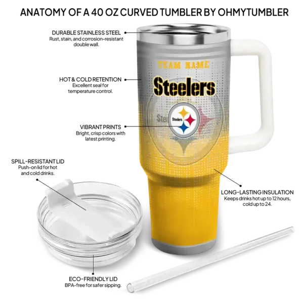 custom pittsburgh steelers gradient dots gold curved tumbler new arrival.webp