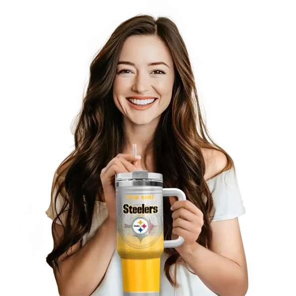 custom pittsburgh steelers gradient dots gold curved tumbler premium grade.webp