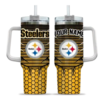 custom pittsburgh steelers hex texture gold curved tumbler best selling.webp