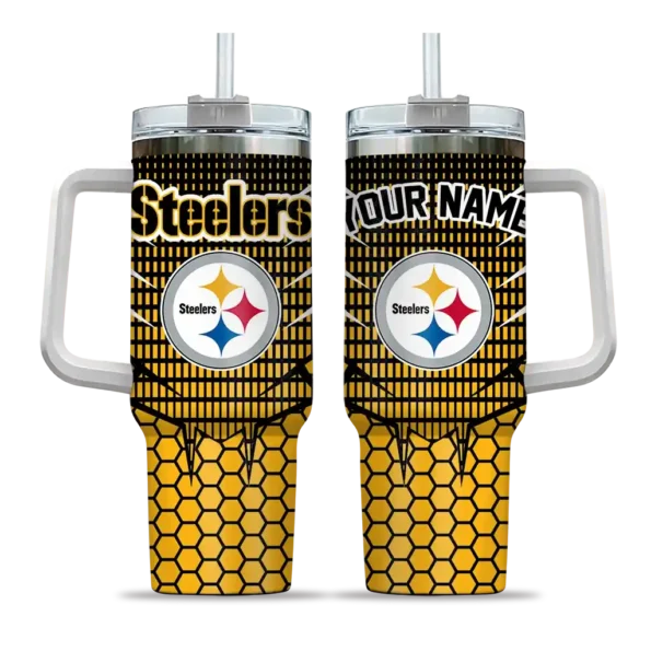 custom pittsburgh steelers hex texture gold curved tumbler best selling.webp