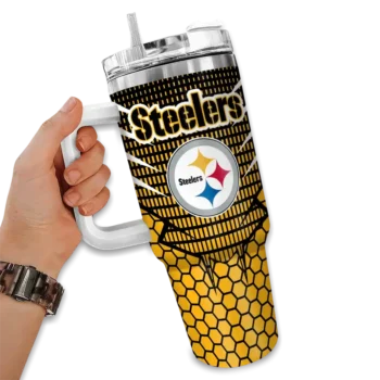 custom pittsburgh steelers hex texture gold curved tumbler fashion forward.webp