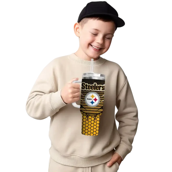 custom pittsburgh steelers hex texture gold curved tumbler latest model.webp
