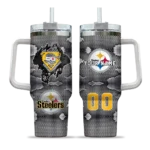 custom pittsburgh steelers superman shield gold gray curved tumbler best selling.webp