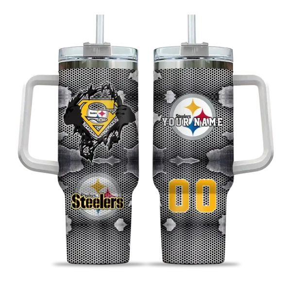 custom pittsburgh steelers superman shield gold gray curved tumbler best selling.webp