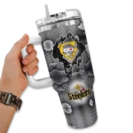 custom pittsburgh steelers superman shield gold gray curved tumbler best selling.webp
