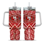 custom san francisco 49ers chevron angle red curved tumbler best selling.webp