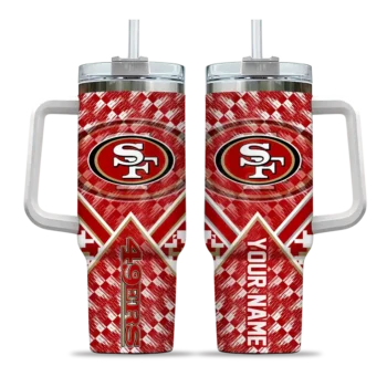 custom san francisco 49ers chevron angle red curved tumbler best selling.webp