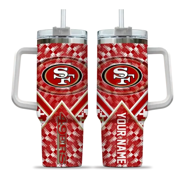 custom san francisco 49ers chevron angle red curved tumbler best selling.webp