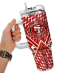 custom san francisco 49ers chevron angle red curved tumbler best selling.webp