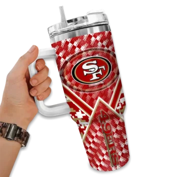 custom san francisco 49ers chevron angle red curved tumbler fashion forward.webp