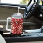 custom san francisco 49ers chevron angle red curved tumbler best selling.webp