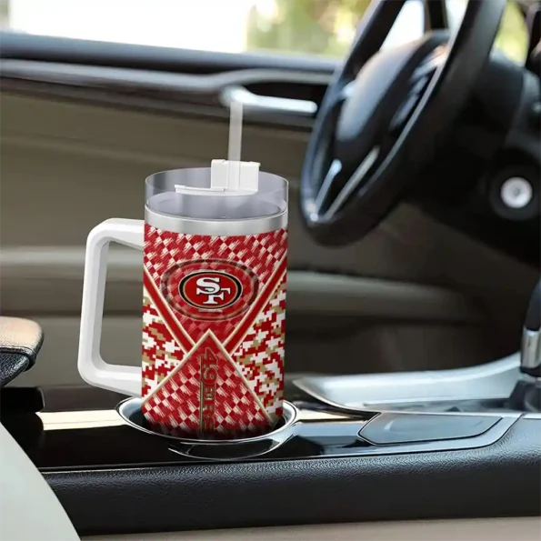custom san francisco 49ers chevron angle red curved tumbler trendy.webp