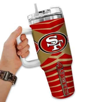 custom san francisco 49ers chevron layers red curved tumbler fashion forward.webp