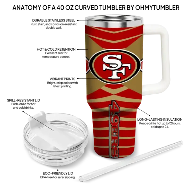 custom san francisco 49ers chevron layers red curved tumbler new arrival.webp