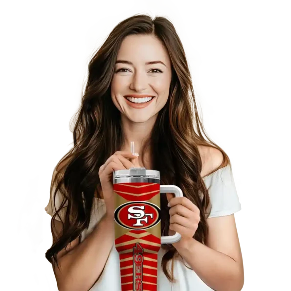 custom san francisco 49ers chevron layers red curved tumbler premium grade.webp