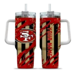 custom san francisco 49ers claw cut red black curved tumbler best selling.webp