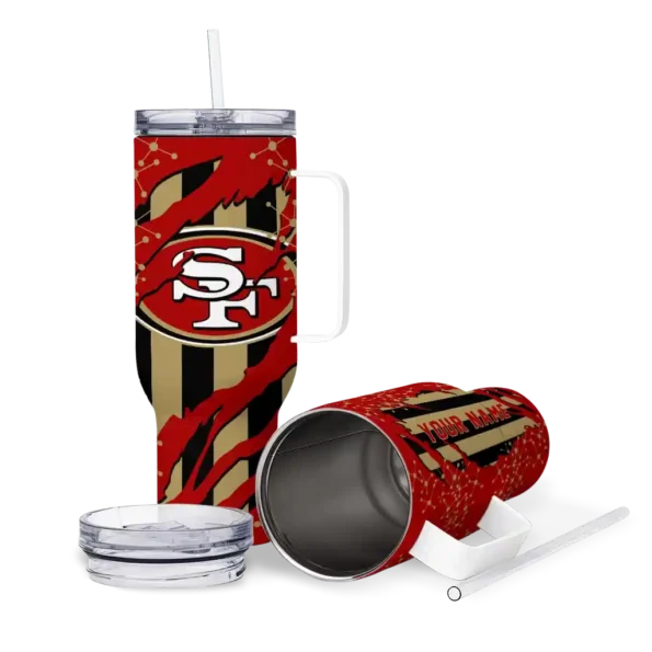 custom san francisco 49ers claw cut red black curved tumbler high quality.webp