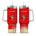 custom san francisco 49ers geometric prism red curved tumbler best selling.webp